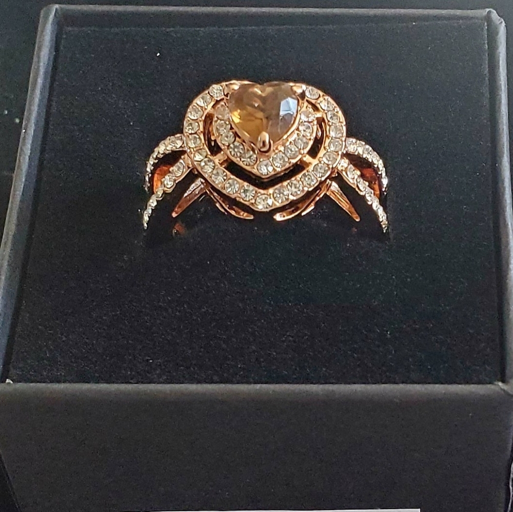 New R.G.P.   1.5 Ct. DOUBLE HALO HEART RING - Picture 2 of 4